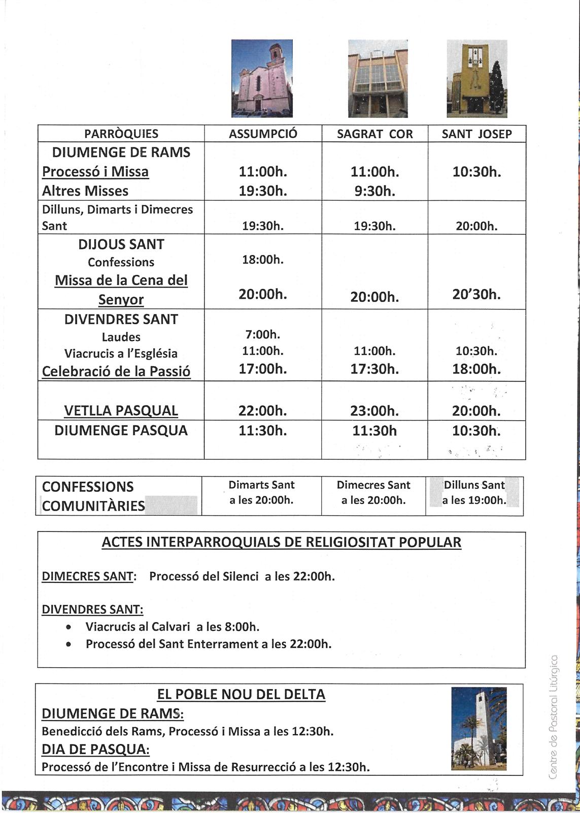 Actes religiosos de Setmana Santa 2017